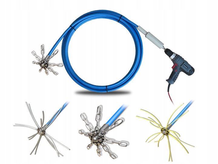 BARDZO MOCNY zestaw szczotka do czyszczenia komina TURBOSPINER 8m PEŁNY WAŁ