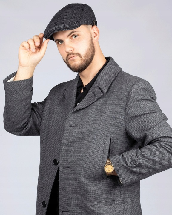 KASZKIET Męski Alessio Stylowy Elegancki FLAT CAP Jesień Zima Czapka RETRO