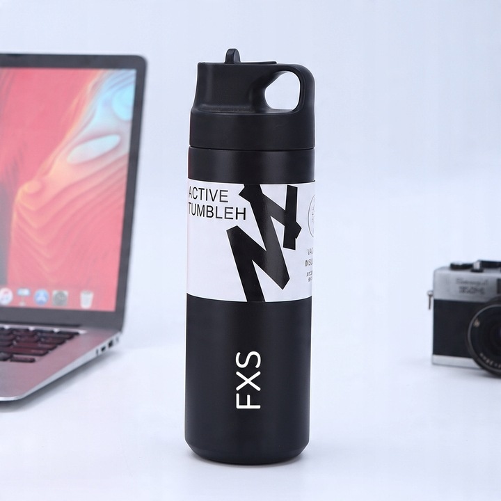 Kubek termiczny ze słomką i ustnikiem butelka termiczna stalowa 550 ml