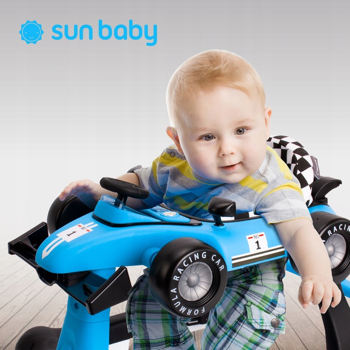 Interaktywny Chodzik jeździk pchacz Wyścigówka Formuła 1 3w1 niebieski