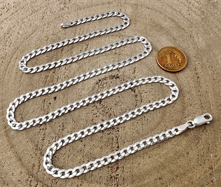 Łańcuszek męski srebrny pancerka 4 mm 55 cm srebro 925 dedykacja na prezent