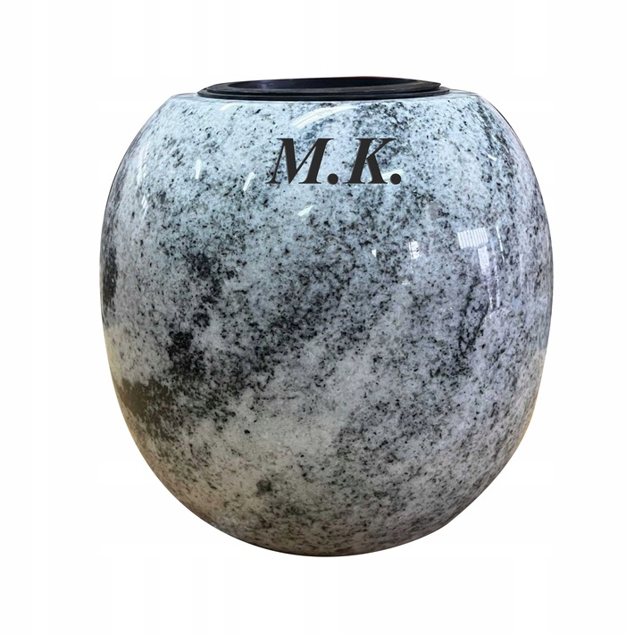 Wazon na grób Wazon na Pomnik W Kształcie Kuli Biały Granitowy (Wiscount)