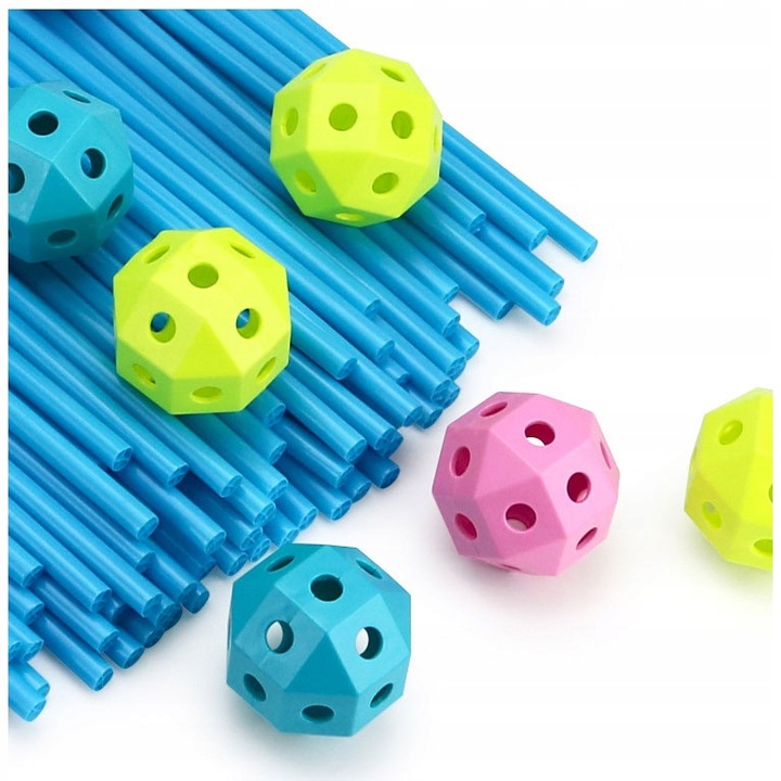 KLOCKI KONSTRUKCYJNE DO BUDOWANIA BAZY XXL DLA DZIECI RURKI SŁOMKI 340 EL