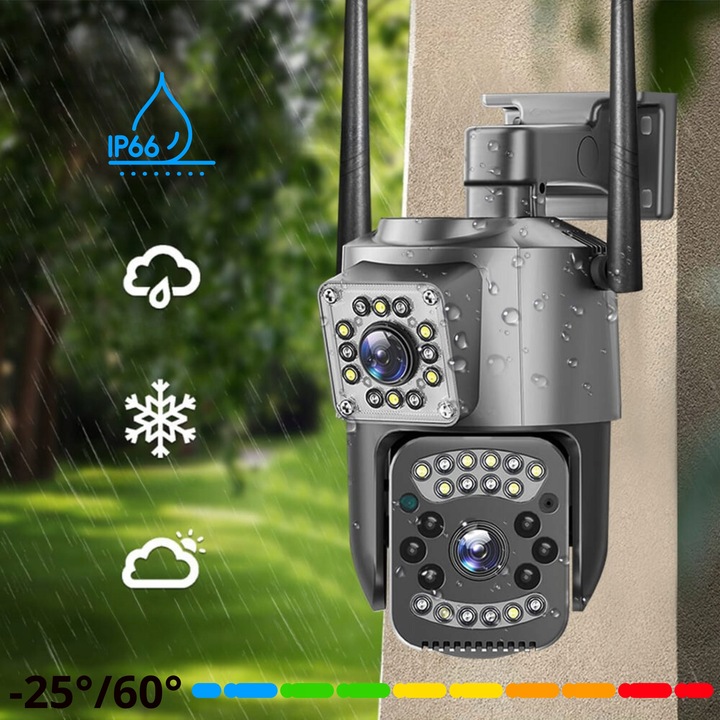 PODWÓJNA KAMERA WIFI IP ZEWNĘTRZNA OBROTOWA 2K ŚLEDZENIE 4MPX DOŚWIETLENIE