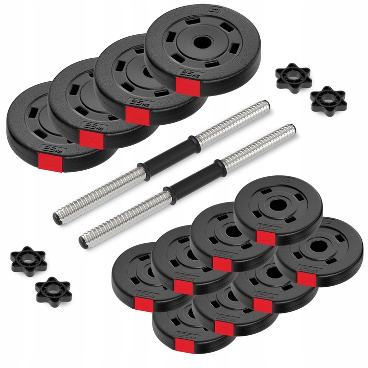 HANTLE KOMPOZYTOWE ZESTAW HANTLI 2x10KG REGULOWANE BITUMICZNE SZTANGA GRYF