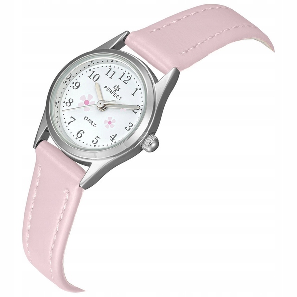 Delikatny ZEGAREK PERFECT dla dziewczynki kwiatuszki girls KOLOROWE PASKI