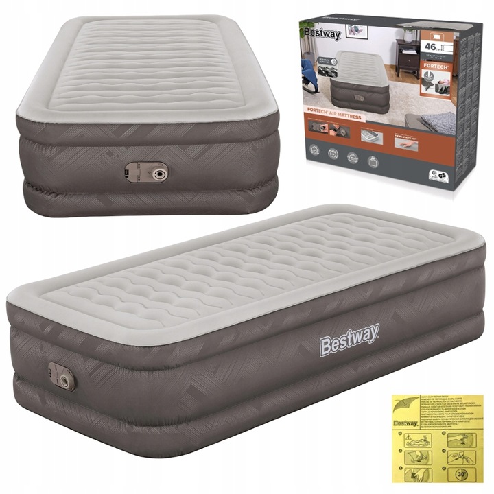 Materac Dmuchany Jednoosobowy Łóżko do Spania z Pompką 230V Bestway 69048