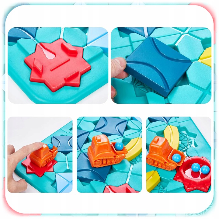 GRA LOGICZNA DLA DZIECI Układanka Labirynt Budowanie Drogi Klocki PREZENT