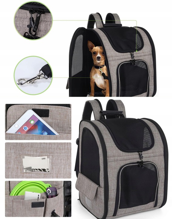 TRANSPORTER DLA KOTA PSA PLECAK TORBA Z OTWORAMI WENTYLACYJNYMI ROZKŁADANY