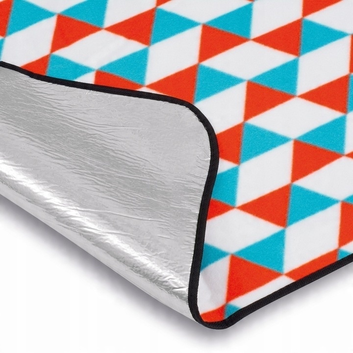 Piknikowa MATA PLAŻOWA KOC polarowy Z IZOLACJĄ 200x200cm DUŻA lekka MIĘKKA