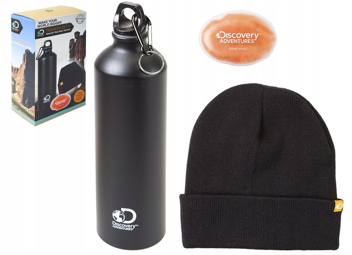 BUTELKA TURYSTYCZNA NA WODĘ + czapka zimowa i ogrzewacz żelowy - PREZENT