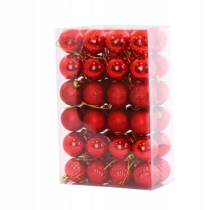 BOMBKI CHOINKOWE CZERWONE NIETŁUKĄCE TRADYCYJNE NA CHOINKĘ ZESTAW 48SZT