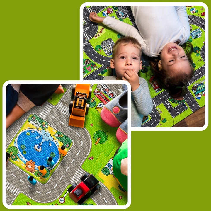 MATA EDUKACYJNA GRUBA 1cm 9szt PUZZLE PIANKOWE DLA DZIECI DROGA MIASTO