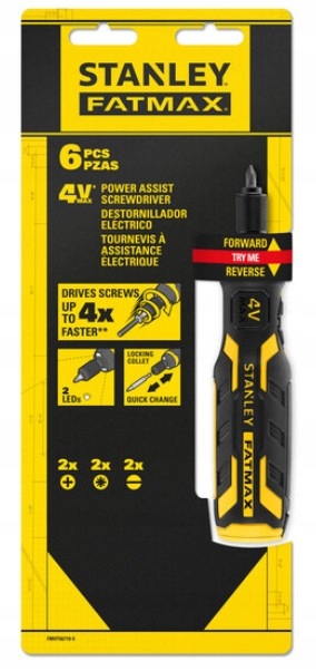 Wkrętak akumulatorowy STANLEY FATMAX 4V z ładowarką i bitami LED