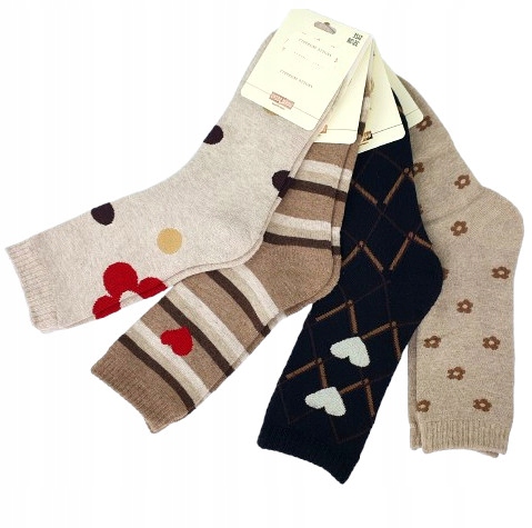 8x BAWEŁNIANE GRUBE SKARPETY DAMSKIE CIEPŁE FROTE ZIMOWE NIEUCISKOWE THERMO