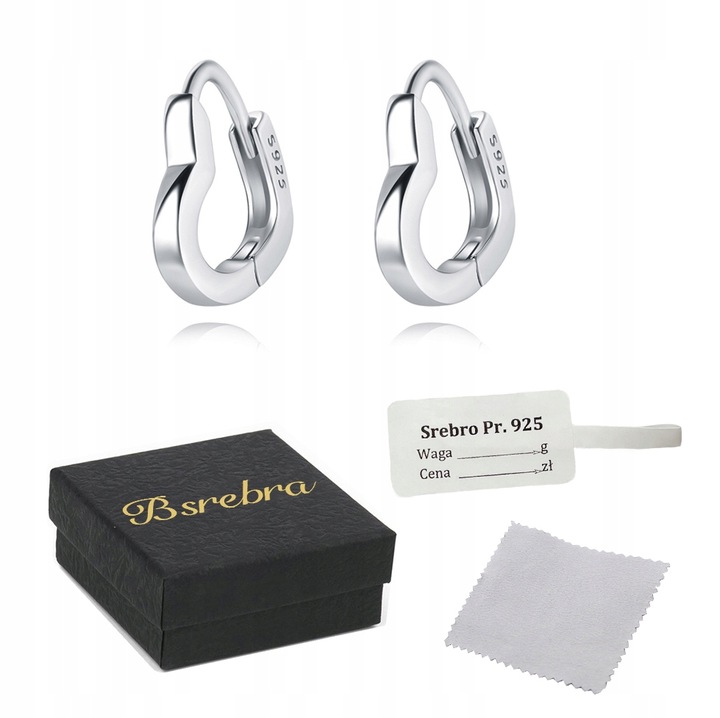 KOLCZYKI Srebrne PRÓBA 925 Serca SREBRO Angielskie Zapiecie Damskie