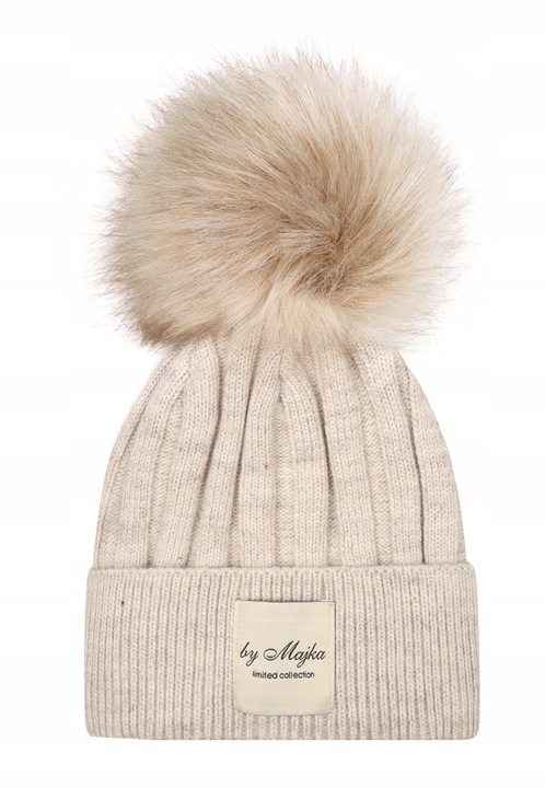 Majka Czapka Damska Z Pomponem Jesienna Zimowa