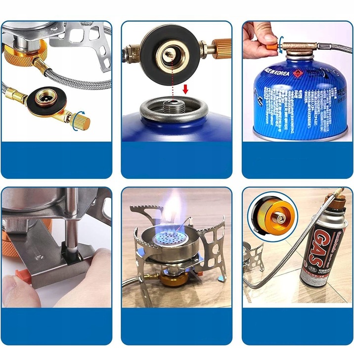 DOSKONAŁA MINI KUCHENKA TURYSTYCZNA GAZOWA NA KARTUSZE Z ADAPTEREM 3500W