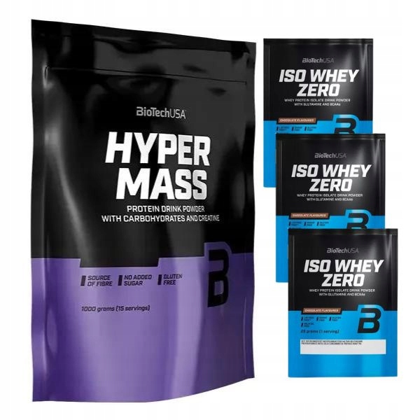 BIOTECH HYPER MASS 1000g GAINER WĘGLOWODANY + BIOTECH ISO WHEY ZERO 25 g