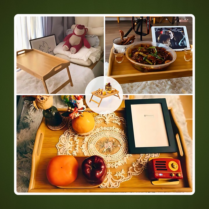 STOLIK ŚNIADANIOWY POD LAPTOPA DO ŁÓŻKA DREWNIANY SKŁADANY NA PREZENT TACA