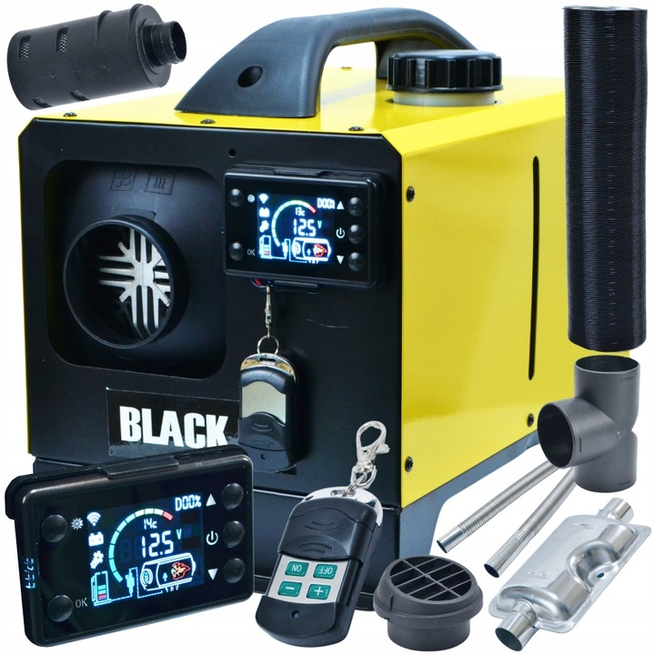 NAGRZEWNICA SPALINOWA OLEJOWA OGRZEWANIE WEBASTO olej 8KW 12V 230V Black