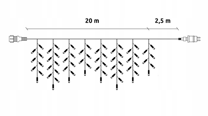 Sople 500 LED zewnętrzne CIEPŁE + FLASH 22,5 m świąteczne