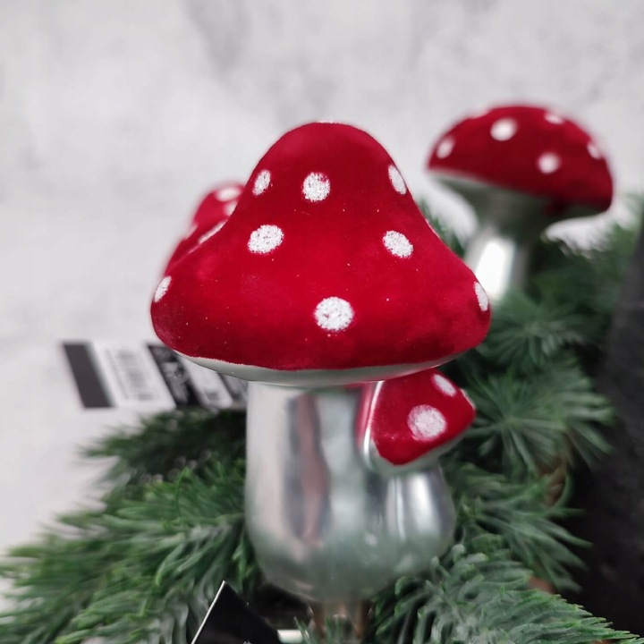 Grzybki muchomorki bombki na klipsie bombka muchomorek komplet 12 szt.