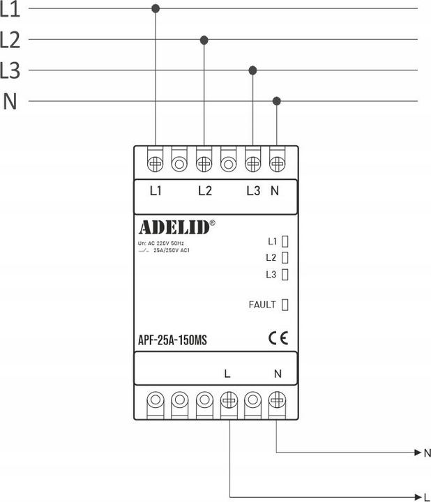 AUTOMATYCZNY PRZEŁĄCZNIK FAZ 230V 25A 150MS