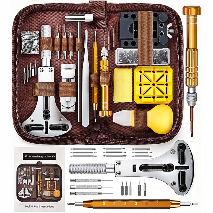 ZESTAW ZEGARMISTRZOWSKI NARZĘDZIA KLUCZ ETUI DO NAPRAWY ZEGARKÓW 162EL