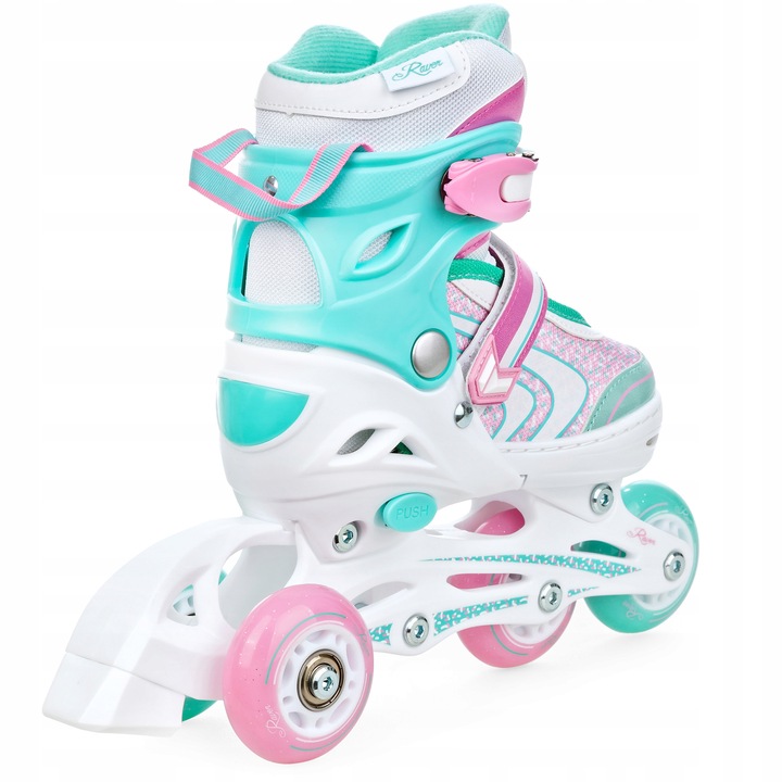 Rolki Łyżwy Wrotki Regulowane 4w1 RAVEN Lia PLUS Mint 30-33 Kółka LED