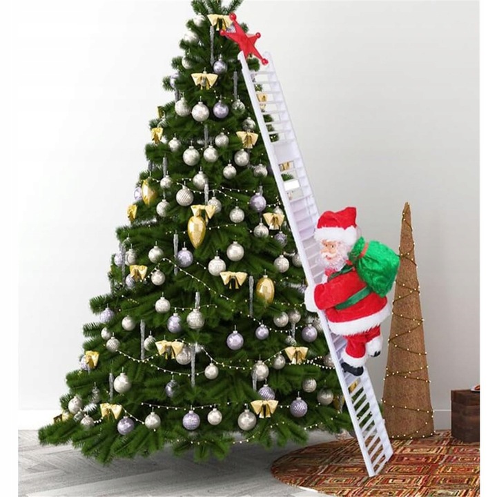 Elektryczna Drabina Wspinaczkowa Święty Mikołaj Świąteczna Figurka Muzyczna