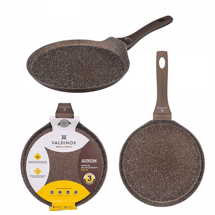Patelnia do naleśników nieprzywierająca indukcja gaz Valdinox Aurum 24 cm