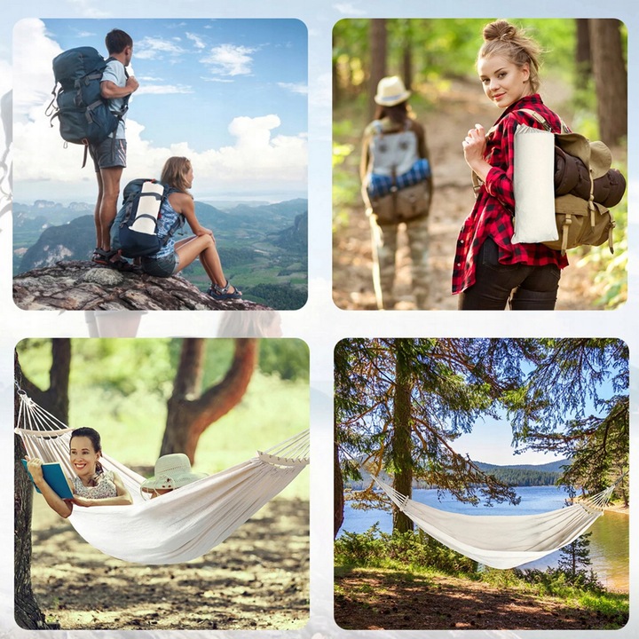 HAMAK OGRODOWY XXL BRAZYLIJSKI dwuosobowy WZMOCNIONY DRĄŻEK 260 x 155 cm