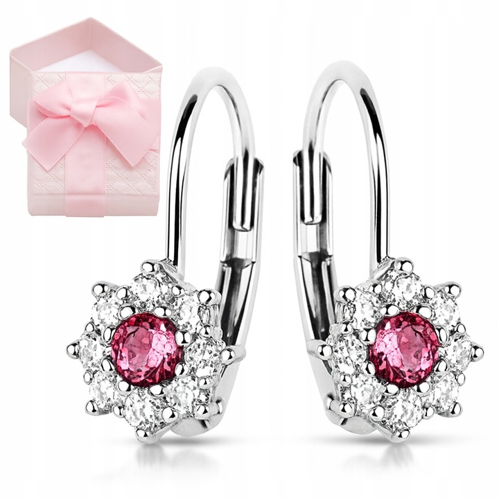 KOLCZYKI SREBRNE DLA DZIEWCZYNKI DZIECI KWIATKI ANGIELSKIE ZAPIĘCIE PREZENT