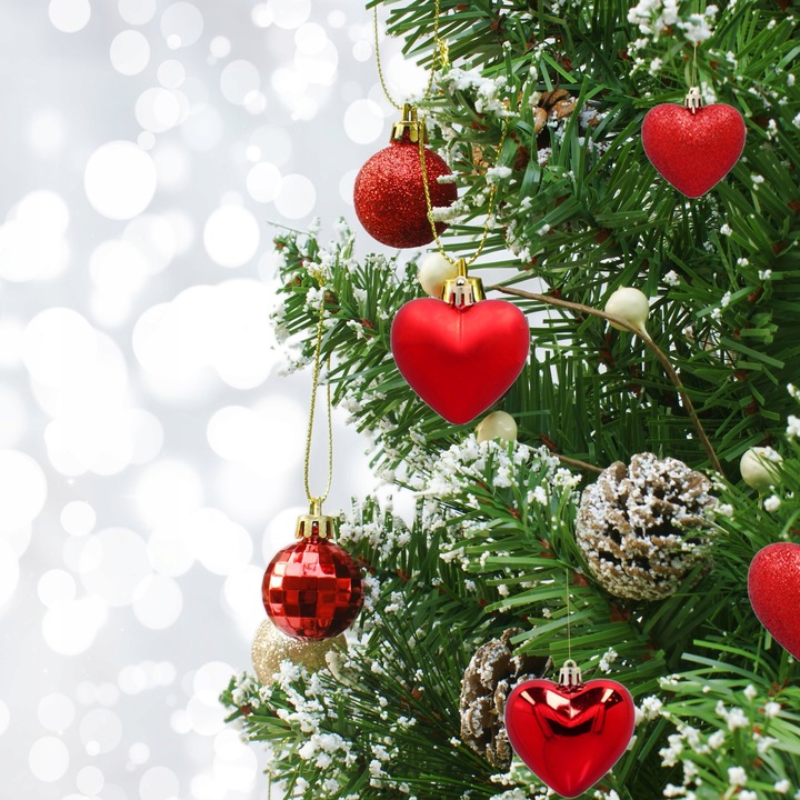 Bombki choinkowe czerwone serca zawieszki na choinkę ozdoby świąteczne 16x
