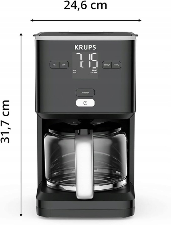 EKSPRES PRZELEWOWY KRUPS KM6008 1,25L CZARNY UTRZYMYWANIE CIEPŁA