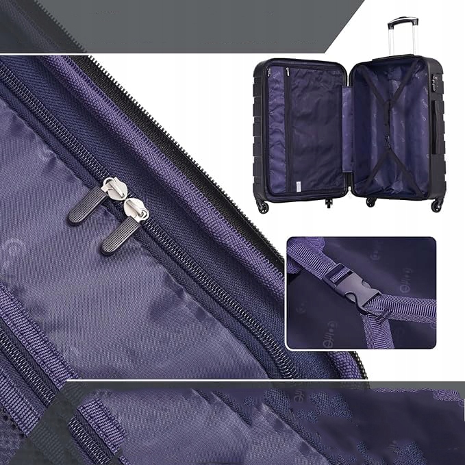 ZESTAW DWÓCH TWARDYCH WALIZEK COOLIFE M 38L + L 60L ZAMEK TSA HARD SHELL