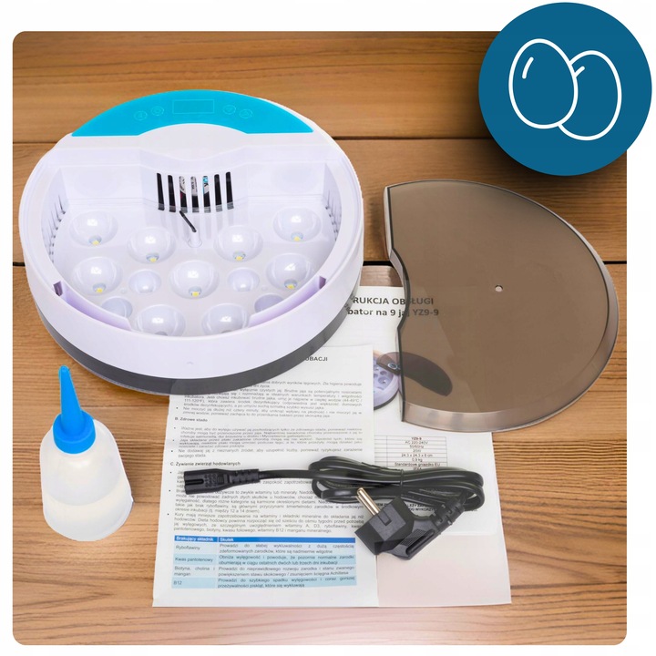 Inkubator wylęgarka automatyczna klujnik jaja kurze jajka na 9 jaj 20W