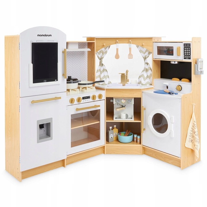 Drewniana Interaktywna Kuchnia Lodówka Mikrofala Piekarnik Pralka Akcesoria