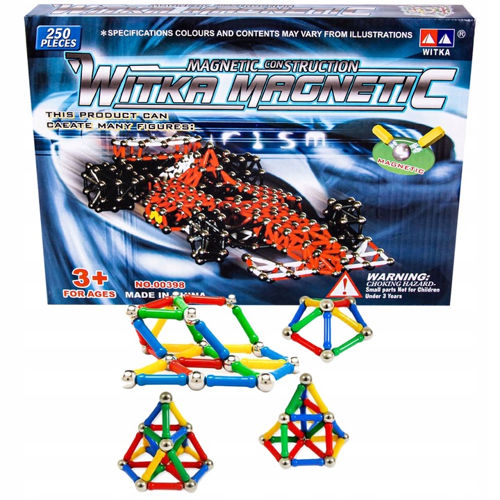 KLOCKI MAGNETYCZNE KONSTRUKCYJNE EDUKACYJNE KULKI ZESTAW 250 SZT DLA DZIECI
