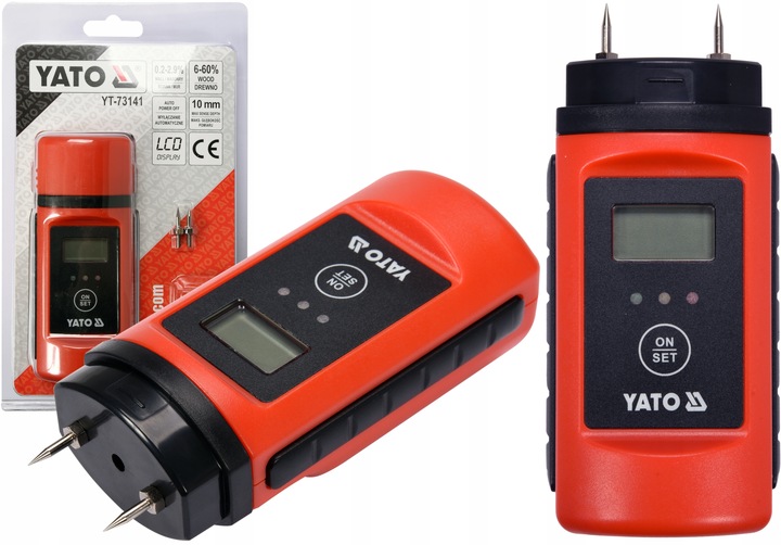 YATO WILGOTNOŚCIOMIERZ MIERNIK WILGOTNOŚCI DO MURÓW ŚCIAN DREWNA 0,2-60%