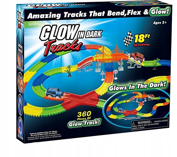 TOR SAMOCHODOWY ŚWIECĄCY 360el + 2 AUTKA MAGIC TRACKS MOST 1808