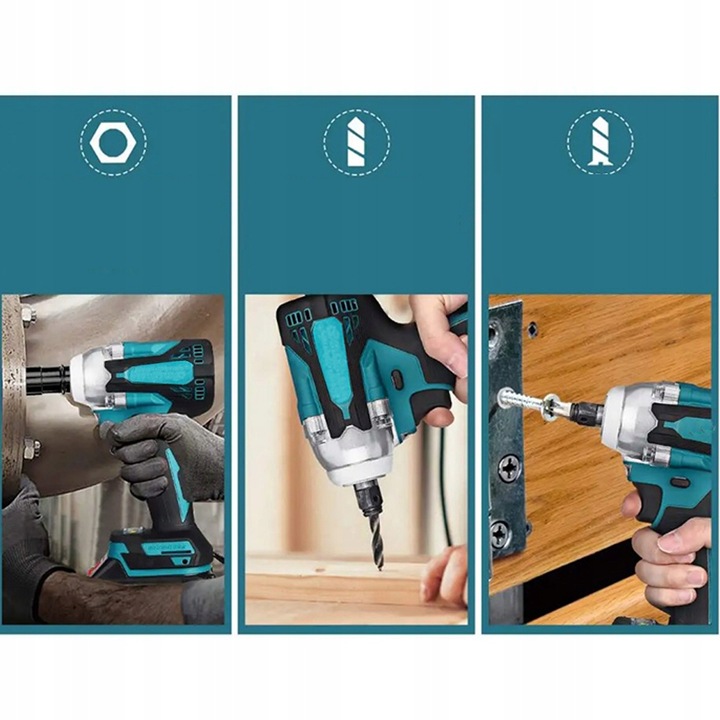 AKUMULATOROWY KLUCZ UDAROWY BEZSZCZOTKOWY 650Nm 1280W + 3x BATERIA 18V