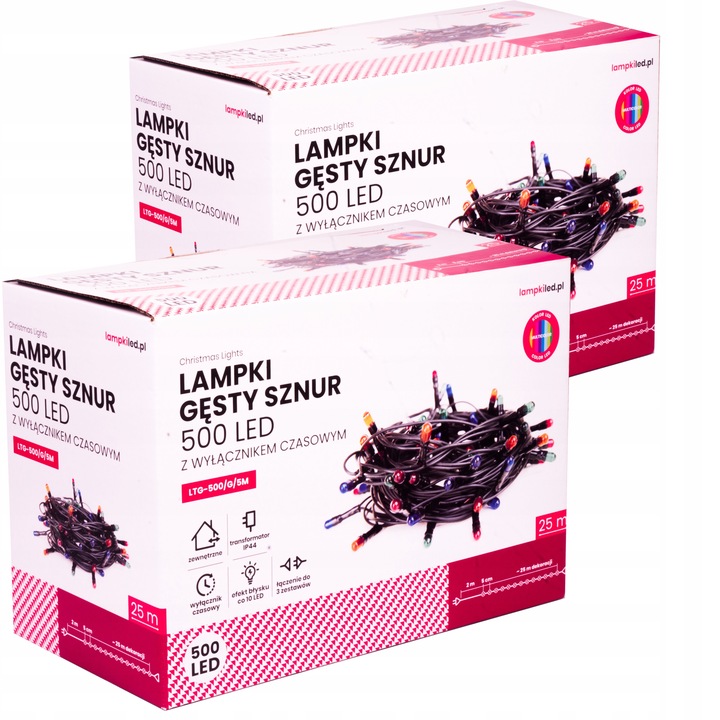 ZEWNĘTRZNE LAMPKI CHOINKOWE 1000 LED GĘSTE 50m KOLOROWE + FLESZ