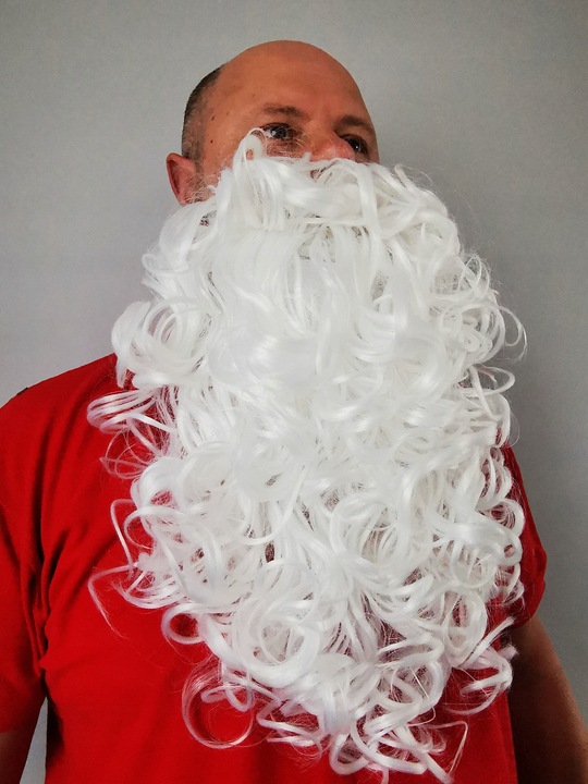 TEATRALNA broda Mikołaja WŁOS syntet. GĘSTA 50cm MOŻNA PRAĆ MLECZNA BIEL