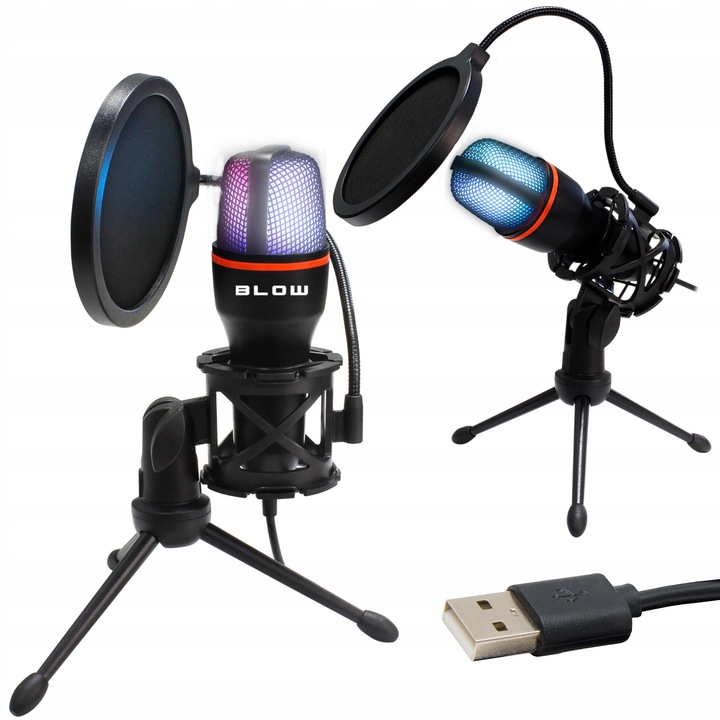MIKROFON DO KOMPUTERA POJEMNOŚCIOWY GAMINGOWY STUDYJNY KARAOKE FILTR USB
