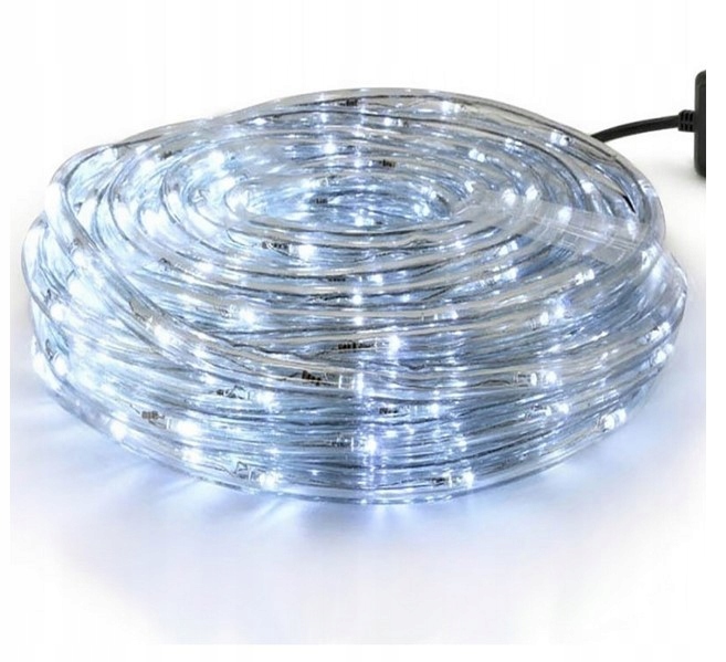 WĄŻ Świetlny 20m LED LAMPKI CHOINKOWE BIAŁY ZIMNY