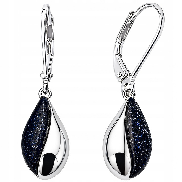 Srebrne kolczyki angielskie srebro próba 925 czarne Noc Kairu