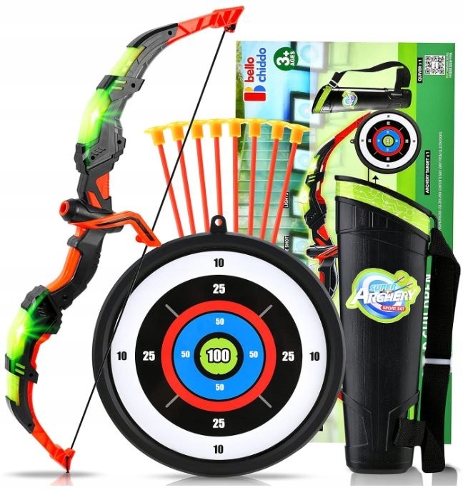 DUŻY ŁUK LED ŚWIECĄCY STRZAŁY TARCZA KOŁCZAN BEZPIECZNY ZESTAW STRZELECKI