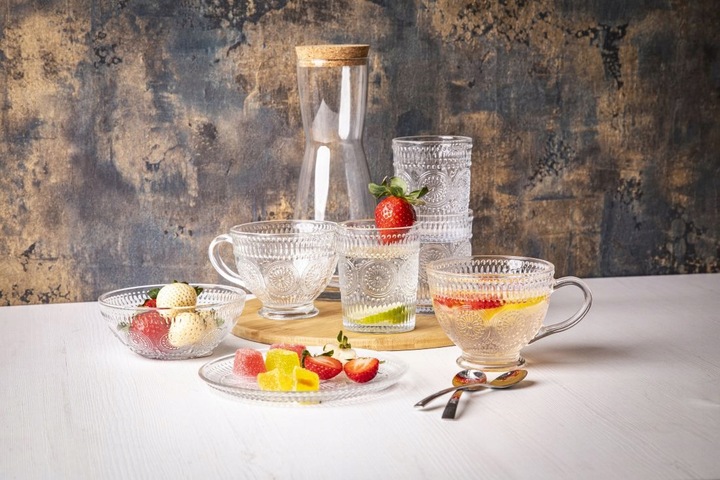 Zestaw 6 filiżanek do kawy szklanki kubki szklane Altom Design Daisy 430 ml